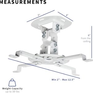 Soporte de proyector de techo ajustable universal para proyectores regulares y mini con brazos extensibles, blanco