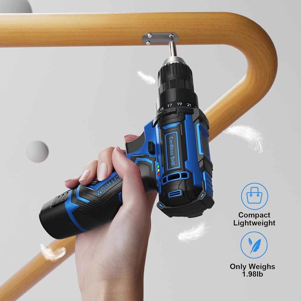 Juego de taladro inalámbrico, taladro eléctrico de 12 V, portabrocas sin llave de 3/8 pulgadas con 4 - Image 2